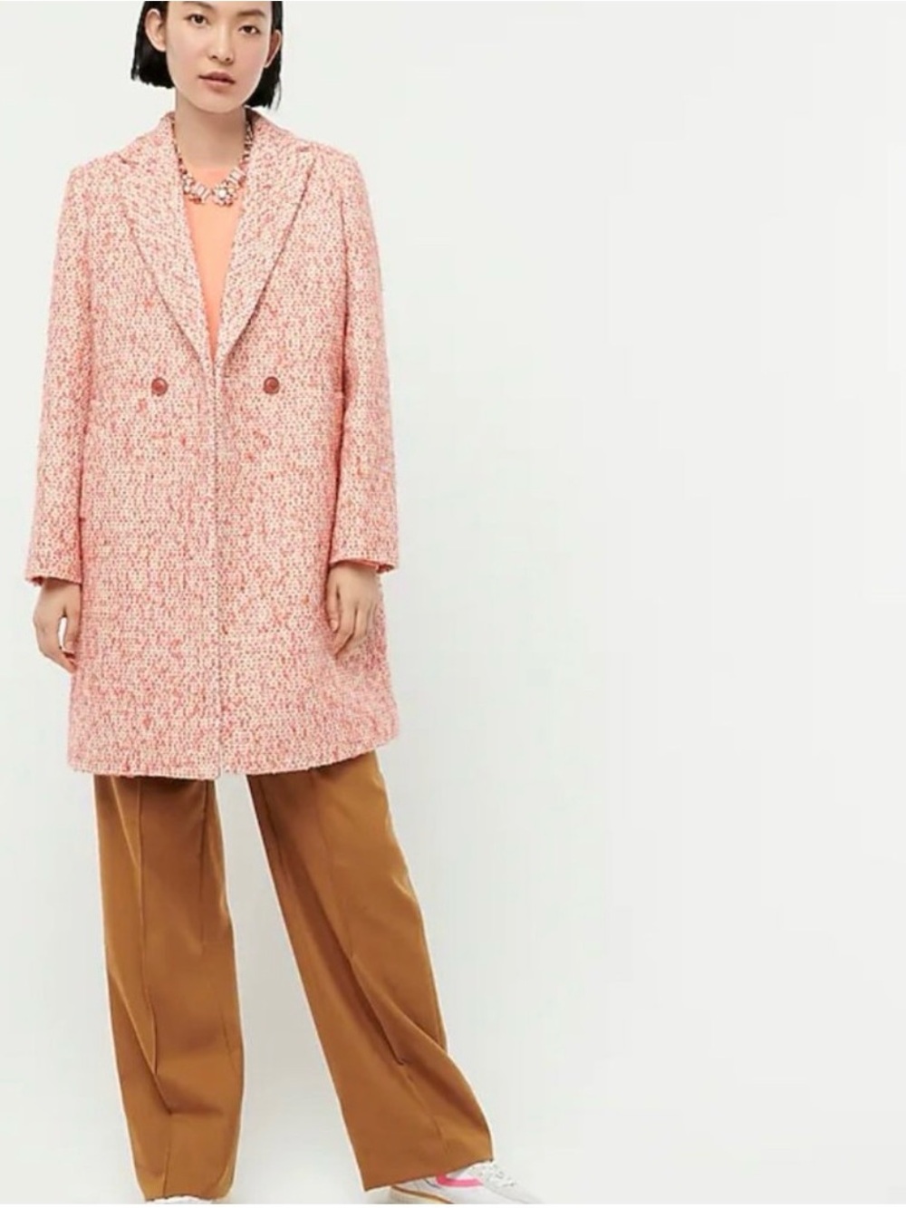 J. Crew Pink Bouclé Daphne Italian Wool Double-Breasted Tweed Top Coat 6
